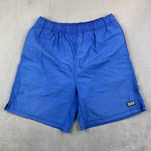Saxx Mens Swim Shorts Medium Blue Go Coastal 2n1 Volley Lined Nylon Trunks Beach